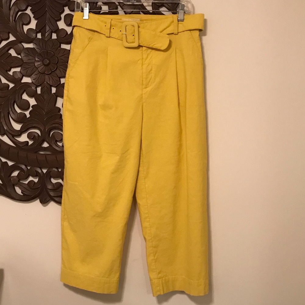 Anthropology petite yellow crop pants size 4P
